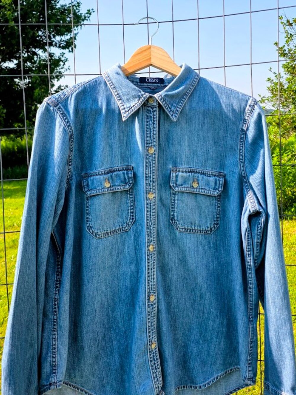 Upcycled The Original Housewives Betty and Wilma Denim Shirt S M - Picture 3 of 6